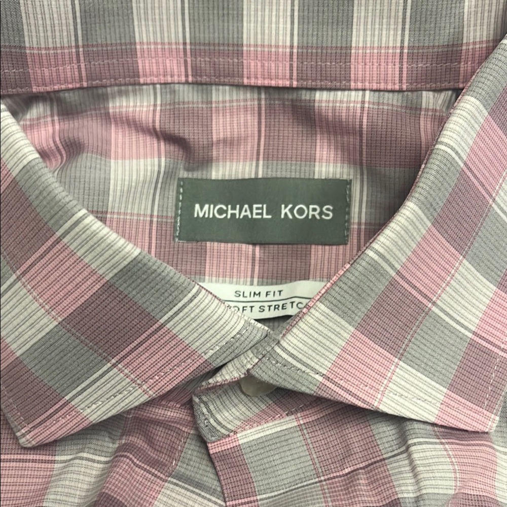 Michael Kors Pink and Gray Casual Button Down Shirt